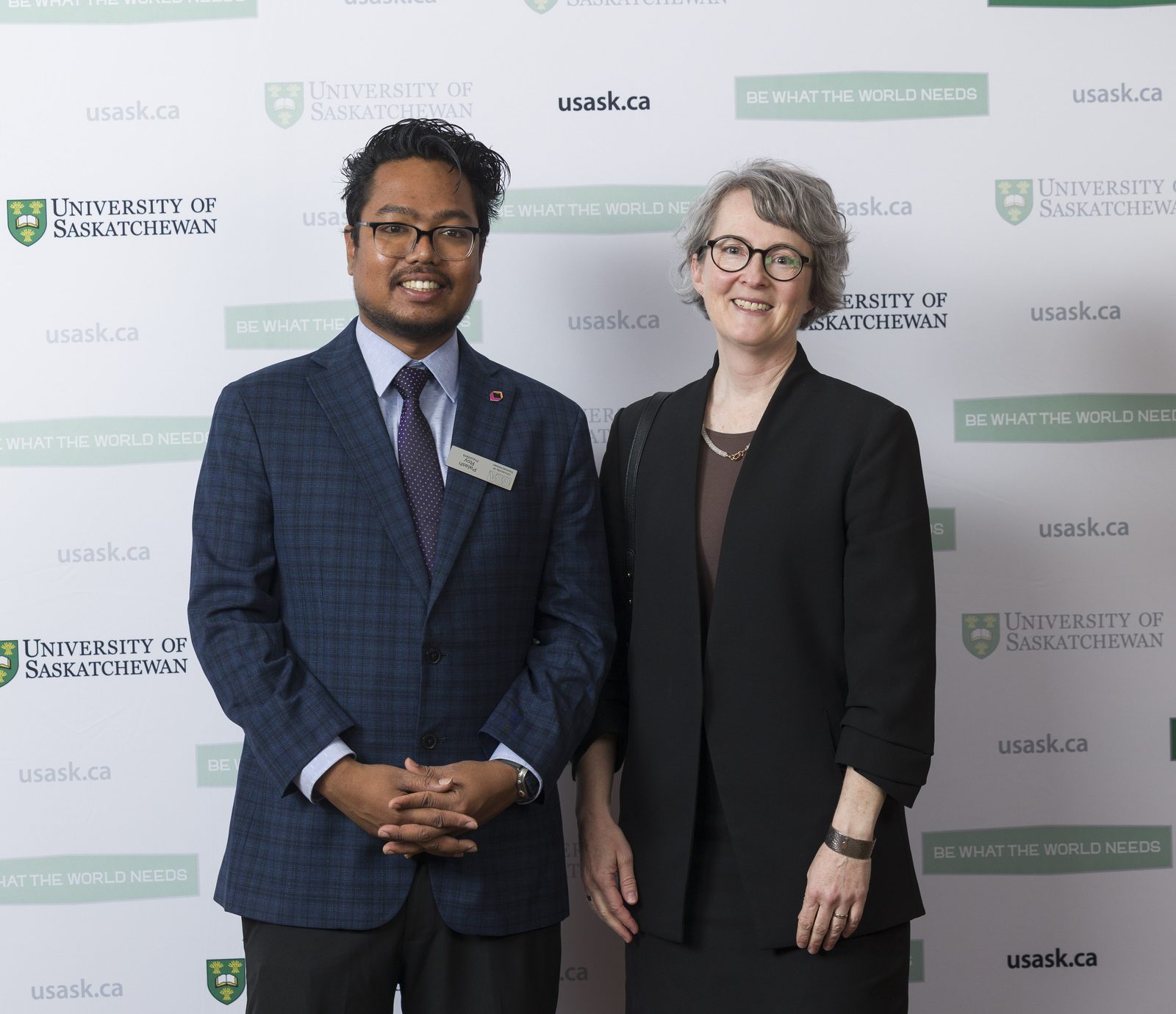 Palash Ranjan Roy with Dr. Marjorie Delbaere, Interim Vice-Provost Students and Learning, at the 2026 University of Saskatchewan GSA Awards and Gala